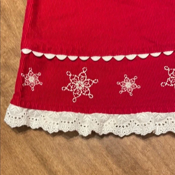 Hanna Andersson Red Corduroy Dress with Lace Trim - Picture 2 of 13